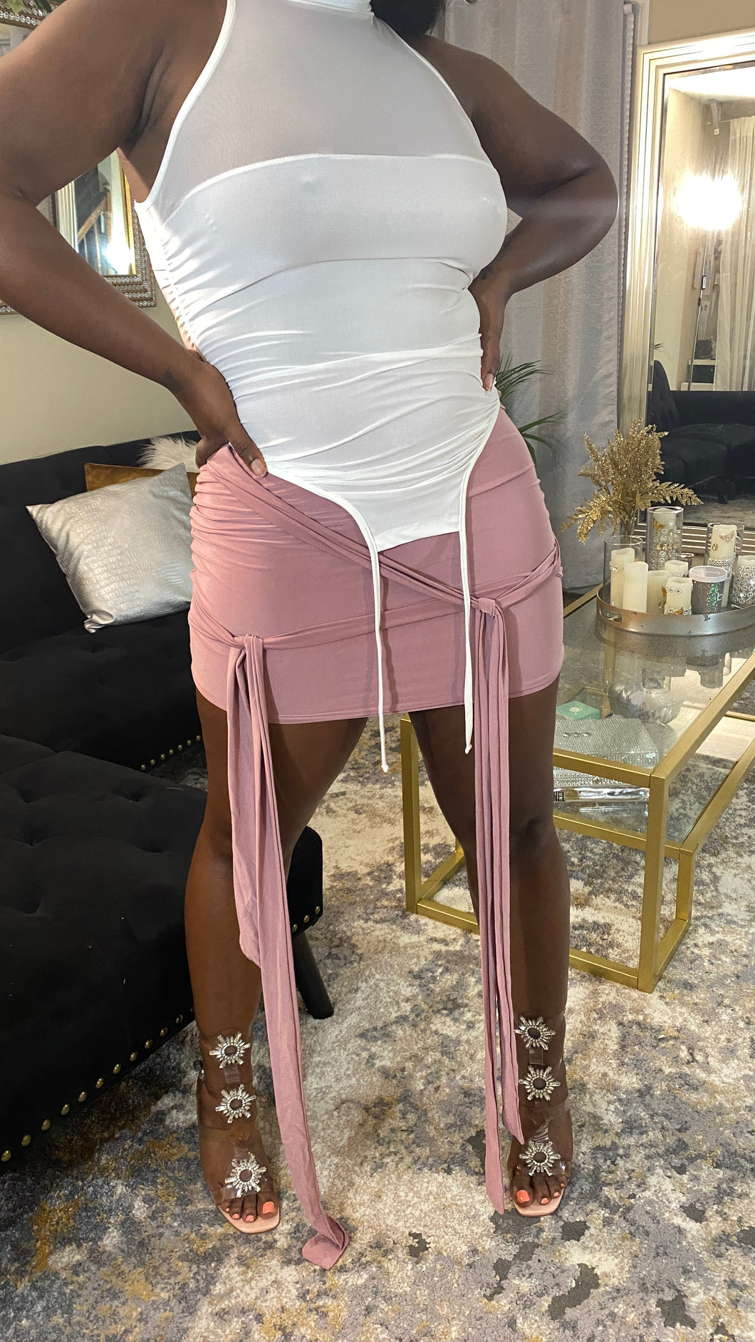 Pink “Distraction” Wrap Skirt